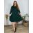 Šaty elegantní dlouhý rukáv dámské nadrozměr (2XL/3XL/4XL ONE SIZE) ITALSKá MóDA IM424VERONA/DUR smaragdová 3XL/4XL
