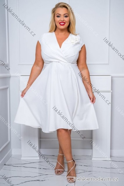 Šaty krátké elegantní bez rukávu dámské nadrozměr (36-50) POLSKÁ MÓDA PMLBF24NINA1 biela 38