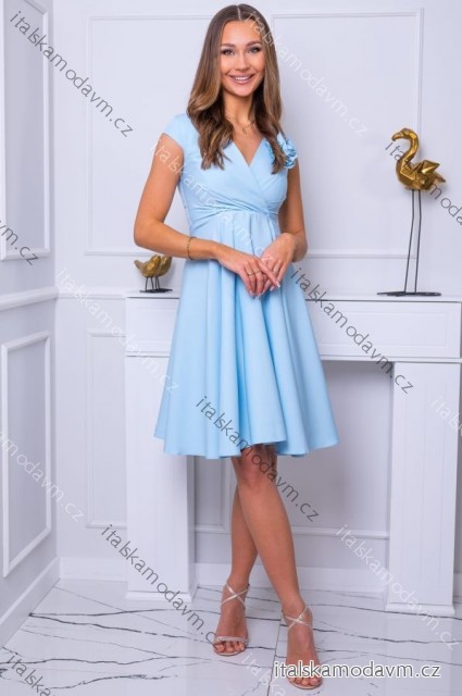 Šaty krátké elegantní bez rukávu dámské nadrozměr (36-50) POLSKÁ MÓDA PMLBF24NINA4 modrá 38