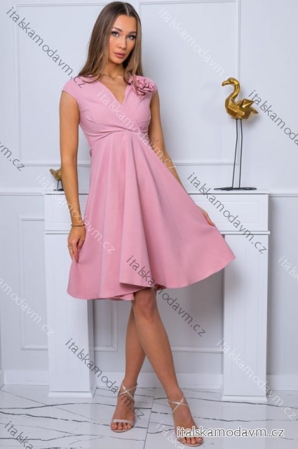 Šaty krátké elegantní bez rukávu dámské nadrozměr (36-50) POLSKÁ MÓDA PMLBF24NINA7 růžová starorůžová 40