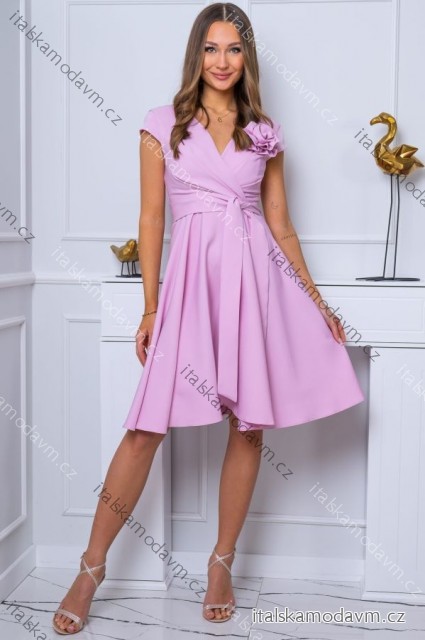 Šaty krátké elegantní bez rukávu dámské nadrozměr (36-50) POLSKÁ MÓDA PMLBF24NINA8 růžová 46