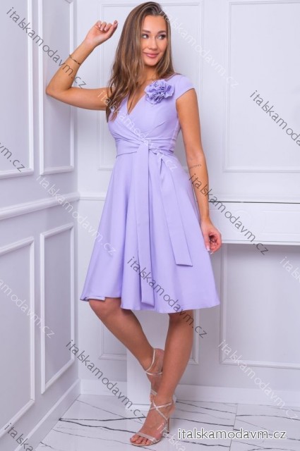 Šaty krátké elegantní bez rukávu dámské nadrozměr (36-50) POLSKÁ MÓDA PMLBF24NINA9 fialová světlá 40