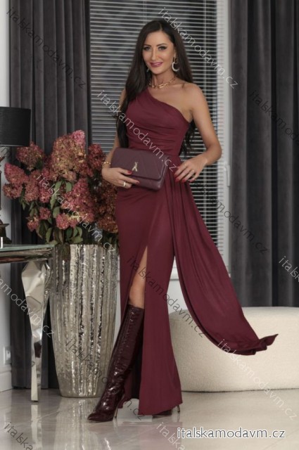 Šaty dlouhé společenské bez rukávu dámské (34-46) POLSKÁ MÓDA PMLEL24LOREN5 vínová 44