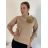 Sveter úpletový 3/4 dlhý rukáv dámsky (S/M/L ONE SIZE) TALIANSKA MÓDA IMM24M5986-1/DU -   hnedá
 -   S/M/L