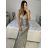 Šaty dlhé spoločenské trblietavé na ramienka dámske (S/M/L ONE SIZE) TALIANSKA MÓDA IMPSH246060A