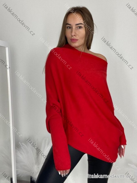 Svetr oversize šikmý dlouhý rukáv dámské (S/M/L ONE SIZE) ITALSKá MóDA IM424509/DUR -   červená -   S/M/L