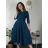 Šaty dlhé elegantné s opaskom 3/4 dlhý rukáv dámske (S/M/L ONE SIZE) TALIANSKA MÓDA IM425008