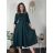 Šaty dlhé elegantné s opaskom 3/4 dlhý rukáv dámske (S/M/L ONE SIZE) TALIANSKA MÓDA IM425008