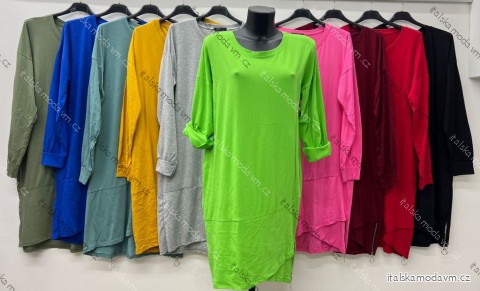Šaty voľnočasové dlhý rukáv dámske nadrozmer (46/48/50 ONE SIZE) TALIANSKA MÓDA IM425014
