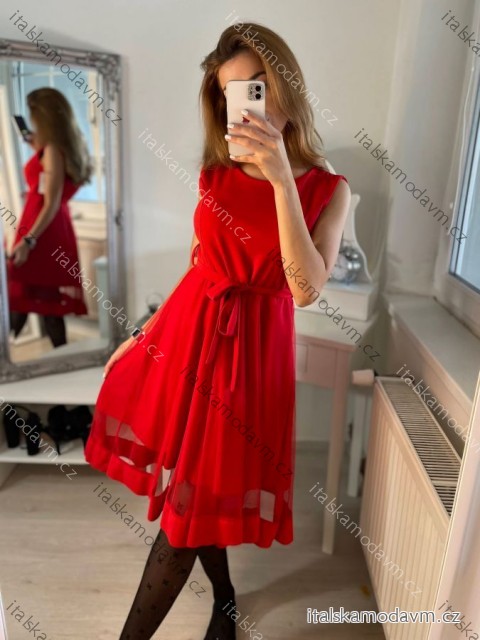 Šaty elegantné letné bez rukávov dámske (S/M/L ONE SIZE) TALIANSKA MÓDA IM322SIMONE/DR červená S/M/L