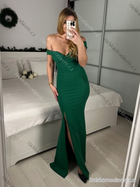 Šaty dlouhé elegantní carmen bez rukávu dámské (S/M ONE SIZE) ITALSKÁ MÓDA IMPBB232L8831/DUR -   zelená -   S/M/L