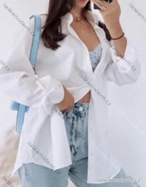 Košile dlouhý rukáv dámská (S/M/L ONE SIZE) ITALSKÁ MÓDA IMPBB23C16680/DUR bílá S/M/L