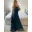 Šaty dlhé elegantné spoločenské bez rukávov dámske (S/M ONE SIZE) TALIANSKA MÓDA IMPSH223623/DUR petrolejová S/M