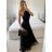 Šaty dlhé elegantné spoločenské bez rukávov dámske (S/M ONE SIZE) TALIANSKA MÓDA IMPSH223623/DUR černá S/M