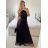 Šaty dlhé elegantné spoločenské bez rukávov dámske (S/M ONE SIZE) TALIANSKA MÓDA IMPSH223623/DUR černá S/M