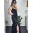 Šaty dlouhé letní na ramínka dámské Rebeca (S/M ONE SIZE) ITALSKÁ MÓDA IMD23472/DUR -   Černá -   S/M