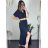 Šaty letné košeľové s opaskom krátky rukáv dámske (S/M/L ONE SIZE) TALIANSKA MóDA IM424486/DR modrá mintova M / L