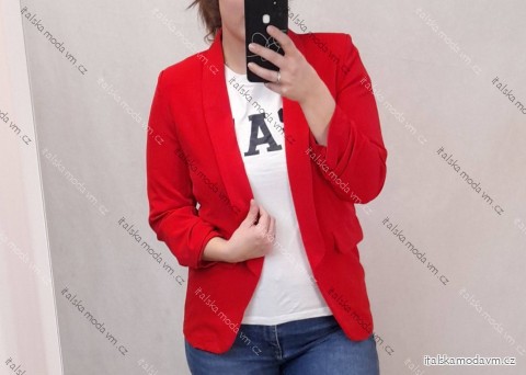 Sako elegantní dlouhý rukáv dámské (40/42/44 ONE SIZE) ITALSKÁ MÓDA IMBM25008/DUR červená 40/42/44