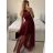 Šaty dlhé spoločenské plesové bez rukávov dámske (S/M ONE SIZE) TALIANSKA MÓDA IMHMS23148/DU vínová S/M/L