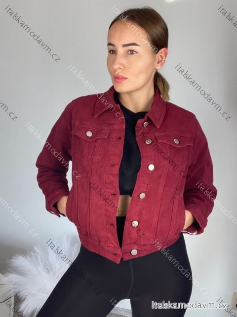 Bunda riflová jeans dámská (S-2XL) MOON GIRL SUN24KS218-15/DUR M vínová bordo