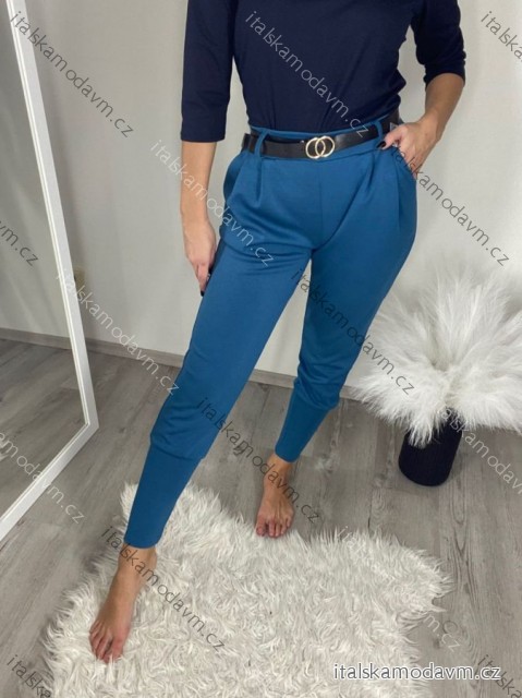 Kalhoty elegantní s páskem dámské  (S/M/L ONE SIZE) ITALSKÁ MÓDA IM425030