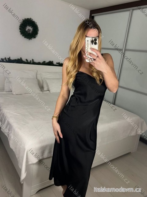 Šaty letné bez rukávov saténové dámske (uni s / m) TALIANSKÁ MÓDA IM3219199/DR -   čierna
 -   S/M/L