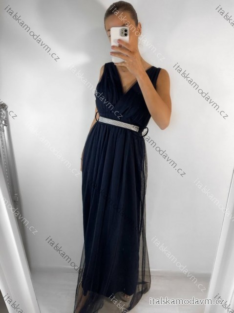 Šaty dlhé spoločenské elegantné plesové dámske (S/M ONE SIZE) TALIANSKA MÓDA IMM22Q52232/DUR5 černá