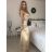 Šaty dlouhé společenské na ramínka dámské (S/M ONE SIZE) ITALSKÁ MÓDA IMPSH246456/DUR S/M zlatá