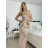 Šaty dlouhé elegantní společenské flitrové na ramínka dámské (S/M/L ONE SIZE) ITALSKÁ MÓDA IMPSH2583785 čierna S/M/L