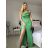 Šaty elegantné spoločenské dlhé na ramienka dámske (S/M ONE SIZE) TALIANSKA MÓDA IM324LOVE/DU -   zelená
 -   S / M