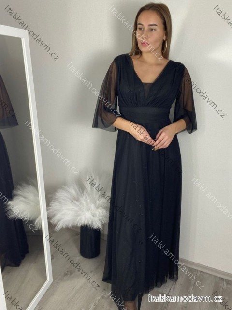 Šaty spoločenské elegantné 3/4 rukáv dámske (S/M/L ONE SIZE) TALIANSKA MODA IMS25KRISTA