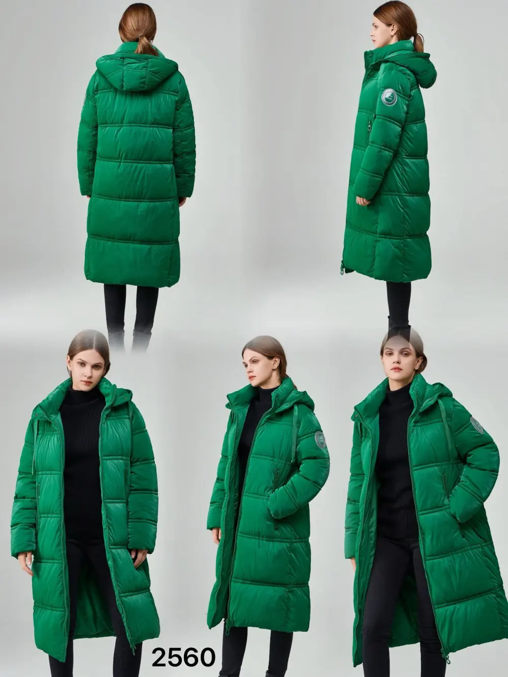 Kabát zimní s kapucí dlouhý rukáv dámský (S-2XL ONE SIZE) ITALSKÁ MÓDA IMPNF242560 zelená L