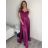 Šaty carmen dlouhé na ramínka elegantní saténové dámské (S/M ONE SIZE) ITALSKÁ MÓDA IMPBB22B22735/DR bílá