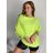 Svetr oversize šikmý dlouhý rukáv dámské (S/M/L ONE SIZE) ITALSKá MóDA IM424509/DUR zelená S/M/L