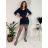 Šaty volnočasové dlouhý rukáv dámské (S/M/L ONE SIZE) ITALSKÁ MÓDA IMD23769 tmavě modrá M/L