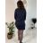 Šaty volnočasové dlouhý rukáv dámské (S/M/L ONE SIZE) ITALSKÁ MÓDA IMD23769 tmavě modrá M/L