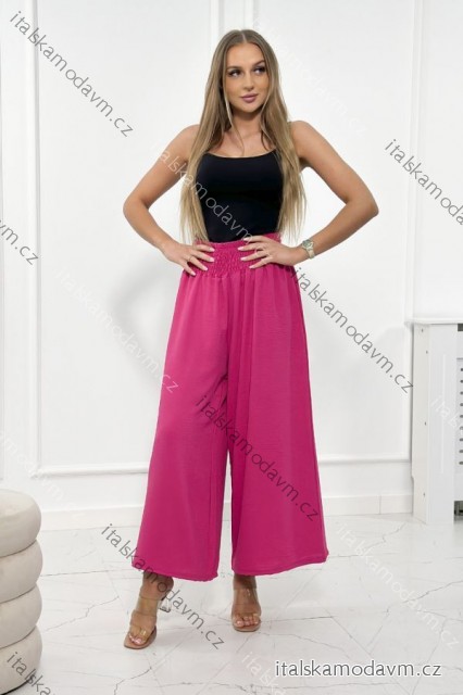 Fuchsiové nohavice s vysokým pásom