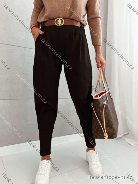 Kalhoty elegantní s páskem dámské nadrozměr (M/L/XL ONE SIZE) ITALSKÁ MÓDA IMD25011