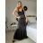 Šaty dlouhé společenské na ramínka dámské (S/M ONE SIZE) ITALSKÁ MÓDA IM425HELEN/DU -   čierna
 -   S / M