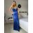 Šaty dlouhé společenské na ramínka dámské (S/M ONE SIZE) ITALSKÁ MÓDA IM425HELEN/DU -   čierna
 -   S / M