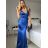 Šaty dlouhé společenské na ramínka dámské (S/M ONE SIZE) ITALSKÁ MÓDA IM425HELEN/DU -   čierna
 -   S / M