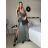 Šaty dlouhé společenské třpytivé na ramínka dámské (S/M ONE SIZE) ITALSKá MODA IM325NORA/DU -   stříbrná -   S/M