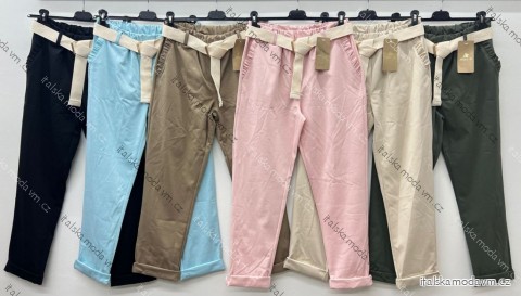 Kalhoty elegantní s páskem dámské nadrozměr (44/46/48 ONE SIZE) ITALSKÁ MÓDA IM425160