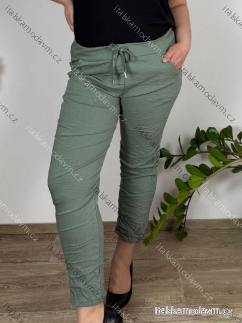Kalhoty  strečové dámské nadrozměr (46/48/50 ONE SIZE) ITALSKÁ MÓDA IM424753/DUR mintová 48/50