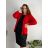 Sako elegantný dlhý rukáv dámske nadrozmer (48/50/52 ONE SIZE) TALIANSKA MÓDA IMD25513/DUR 48/50 červená
