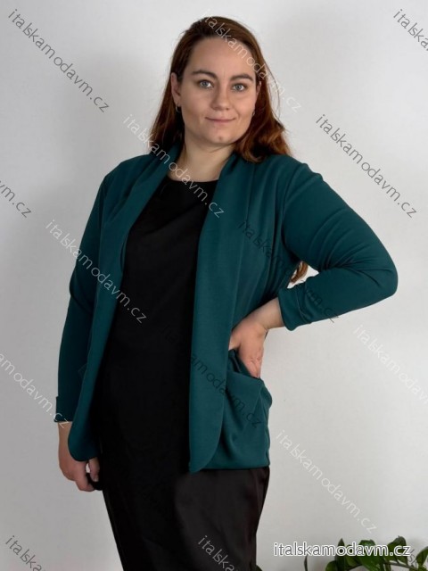 Sako elegantní dlouhý rukáv dámské nadrozměr (48/50/52 ONE SIZE) ITALSKÁ MÓDA IMD25513/DUR 48/50 tmavě petrolejová