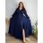 Šaty dlhé elegantné trblietavé dlhý rukáv dámske (S-2XL) POLSKÁ MÓDA PMLEL24SALMA-B/DUR XL tmavo modrá