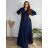 Šaty dlhé elegantné trblietavé dlhý rukáv dámske (S-2XL) POLSKÁ MÓDA PMLEL24SALMA-B/DUR XL tmavo modrá