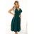 348-11 SCARLETT - flared dress with a neckline - green