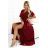 581-2 JENNIFER long dress with leg zliat, sleeve and neckline - burgundy color